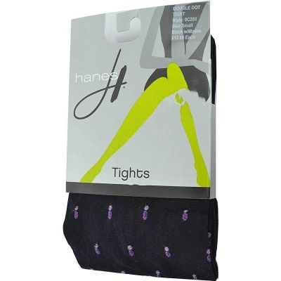 Hanes Womens Double Dot Tights Size:Small Color:Black/Mauve